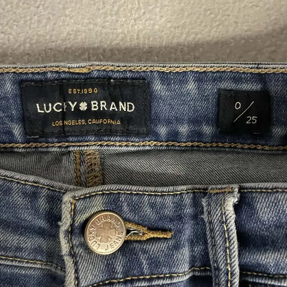 Lucky Brand Women's Distressed Mid-Rise blue Skinny Jeans Size 0/25